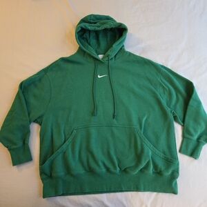 Nike Sportswear Kelly Green Center Swoosh Pullover Fleece Oversized Hoodie